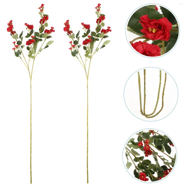 Flores decorativas 2 PCs decoração de aniversário menina Fake Flower Artificial Ornament Decorations Stems Plastic Festival Home Baby Picks