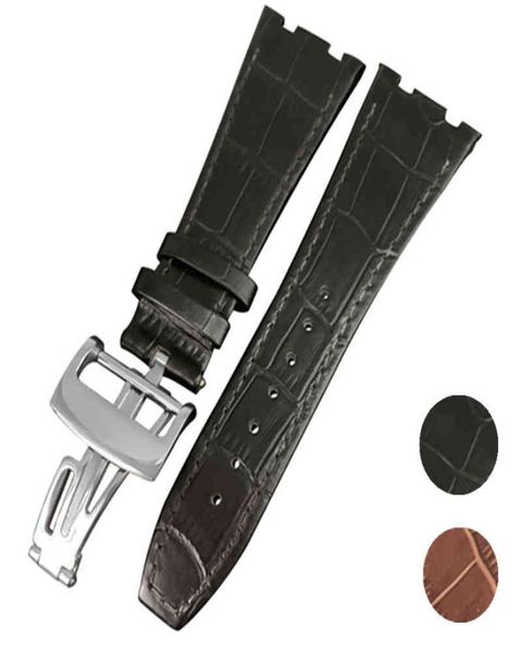 Подлинный кожаный браслет для часов Sports Watch Bess Black 26 -мм аксессуаров ручной работы.
