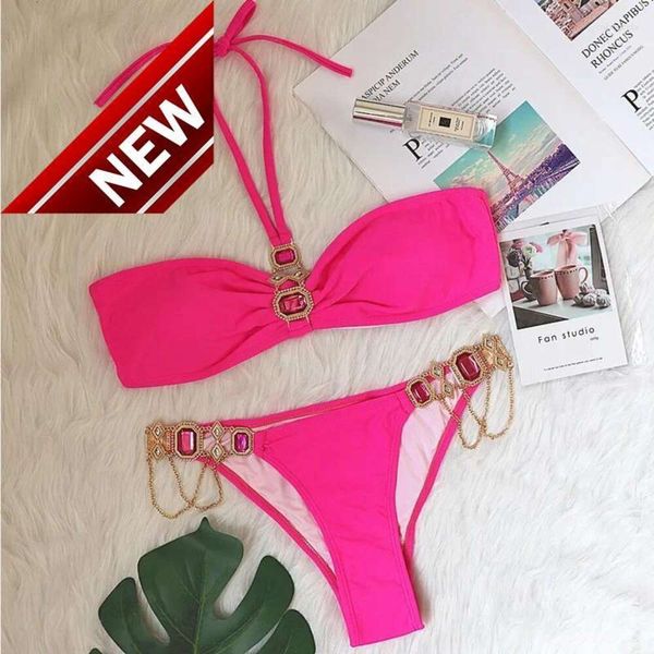 2024 Yeni Moda Tasarımcısı Seksi Bikini Setleri Ucuz Kadınlar Yaz Seksi Bikinis Mayoları ile Rhinestones ile Kadınlar Push Yukarı Kadın Bikini Plajı Yüzme Giyim Mayo Kıyafet Havuz BA