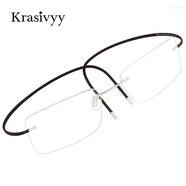 Strama occhiali da sole Krasivyy Titanium Square Bramoless Telas Frame Designer UltraLight Ottico Esili Ottici Women Classics senza cornice