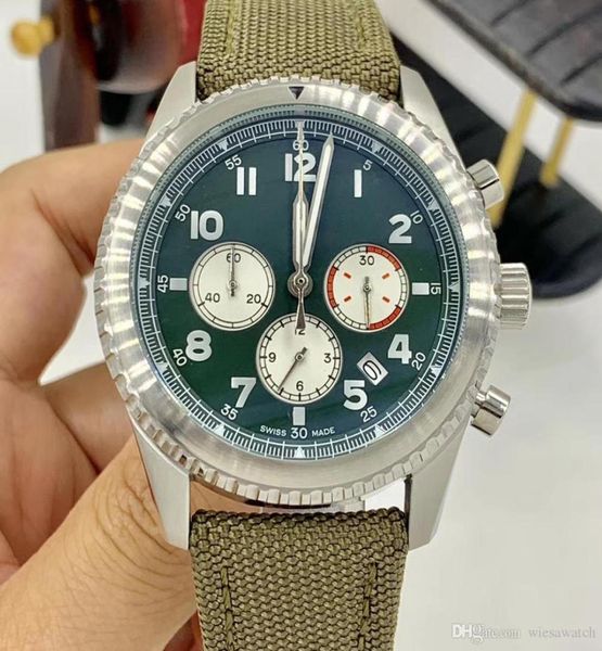 Berühmte Curtis Eagle Special Design Green Dial Quartz Stoppwatch Mens Uhren schauen Sie sich männliche Armbanduhren mit Logo und Militärband8795660 an.