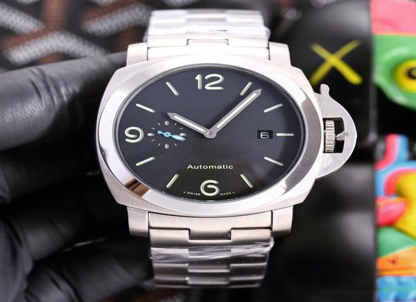 Pam Mens Relógios Automáticos de 47 mm de cor de couro prateado cinto de couro mecânico 316l Case de aço fino luminous watch1706164