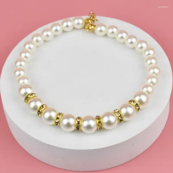 Abbigliamento per cani Cute Peperle Pearls Collana per Chihuahua Collar per cuccioli Cuccioli di gioielleria per matrimoni accessori Yorkies 25 cm Lunghezza