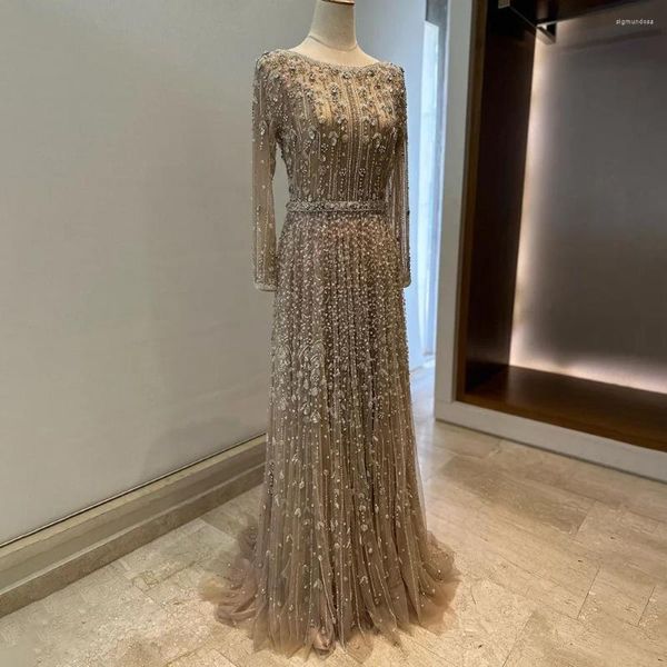 Partykleider Serene Hill Dubai Arabisch Designer Luxus nackt eine Linie Perlen Abendkleider für Frauen Hochzeit 2024 LA72088