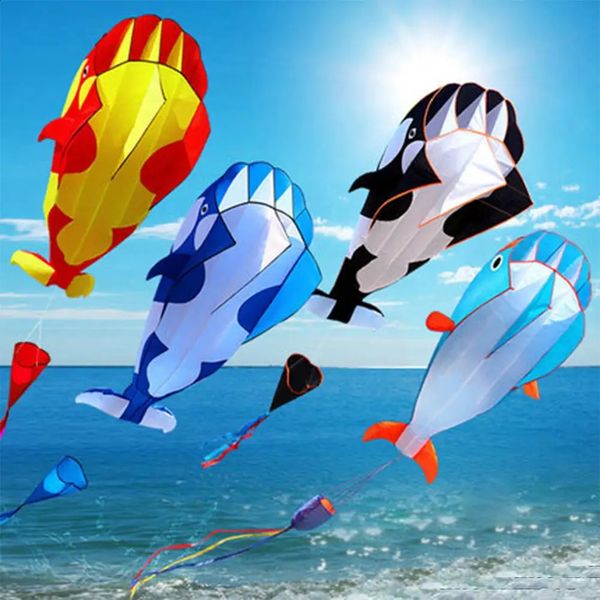 Großer Delphin -Drachen fliegen weiche Kite Linie Ripstop Nylon Outdoor Toys Octopus Kite Factory Alien aufblasbare Drachen 240403