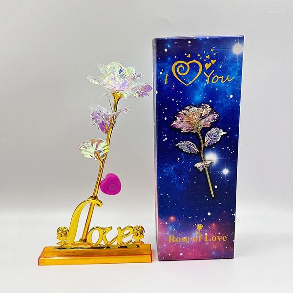 Fiori decorativi 1pc Color Gold Flower Love Base Star Gift Box Box di San Valentino Day Lady Romantic