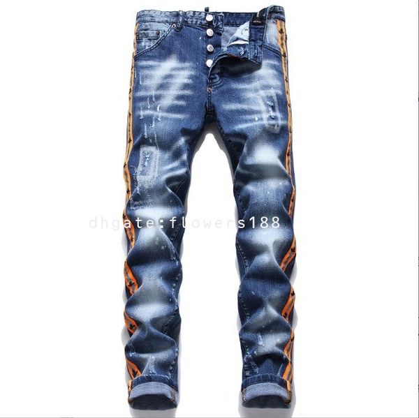 Jeans maschile secondo quadrato rosso quadrato slim mast't maschile lucido jeans arancione pantaloni da mendicante maglia arancione jeans leggeri per i jeans estivi