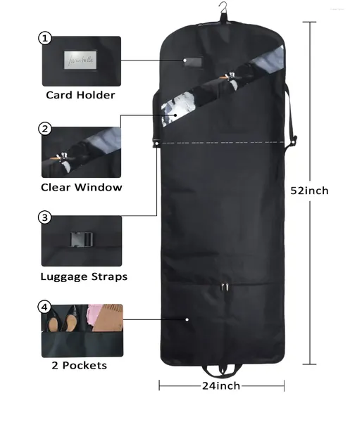 Duffel Bags 52 дюйма очень длинная сумка для платья премиум -классы для подвесного костюма Ripstop для путешествий и хранения
