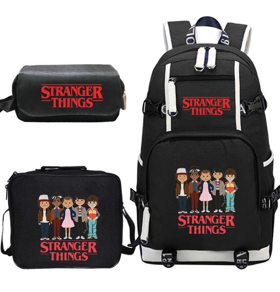 Stranger Things Backpack de tela Backpack Sacos escolares para meninos estudantes universitários de meninos viajam com laptop adolescente de laptop backpacks3649845