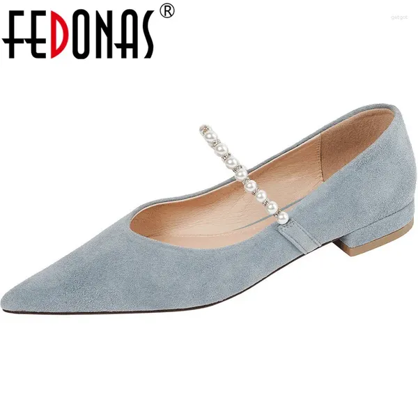 Scarpe eleganti Fedonas Elegant Sweet Women Pompes Kid Suede in pelle bassa bassa estate per matrimoni Casual a corda perle Mary Janes Woman