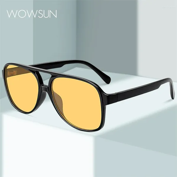 Occhiali da sole Wowsun retrò Big Box Square Ladies Fashion's Men's Trend Glasses arancione Uv400 102