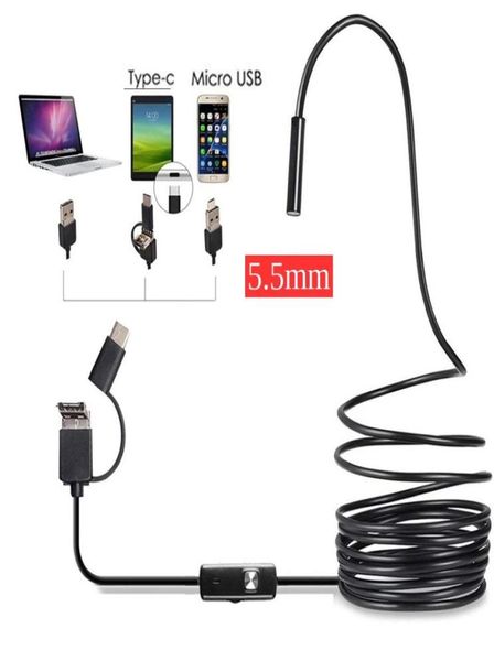 3 in 1 55 mm 6 LED Typ C wasserdichte Endoskopkamera Inspektion USB -Kabel Endoskop Boorscope Android Endoskope3095956