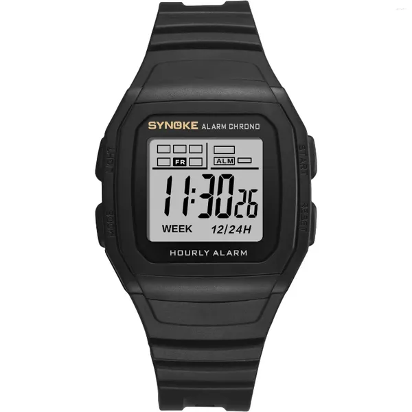 Bilek saatleri Erkekler Dijital Spor Saatleri Synoke 9023 LED Ekran Zamanlayıcısı 12/24 Saat Elektronik Koltwatch Su geçirmez saat Reloj hombre