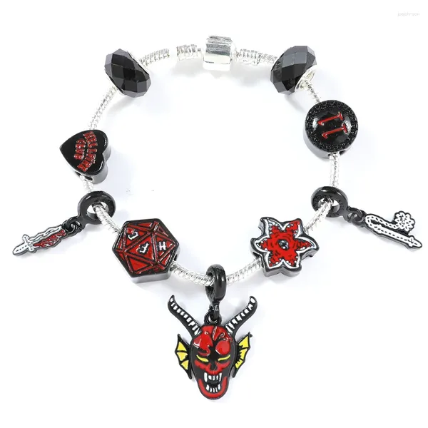 Charm Bracelets Horror TV -Shows Strange Things Gothic Red Devil für Männer Teen Jungen Trendy Accessoires Geschenke Fans