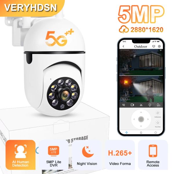 Telecamere 5G Telecamere impermeabili per esterni WiFi 2/3/5MP Surveillance Security Camera 4.0x Zoom Zoom Wireless Monitor Wireless Track Night Vision