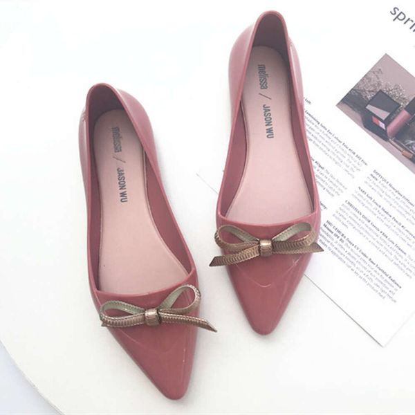 Nuove sandali di gelatina di melissa per donne melissa bowknot punta scarpe single da donna con scarpe pianeggia