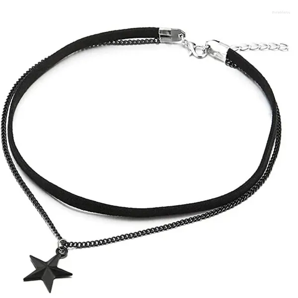 CHOKER LADIES WOMENS DUE ROWS NATURA NERA CON COLLAR MULTAGLIA MULAYER CAMPARE DI PENTAGRAM