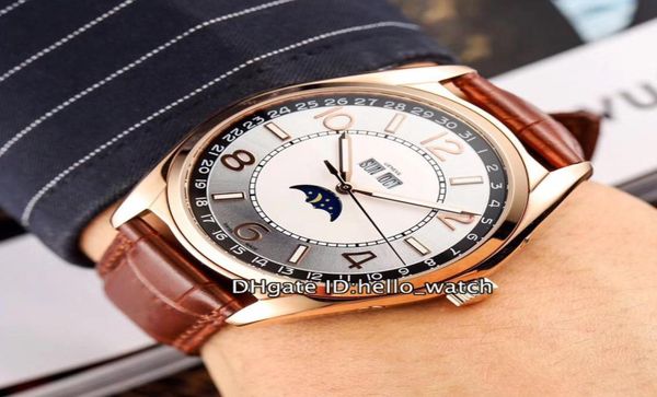 Nuovo a buon mercato cinquantesix Calendario completo Moon Fase Silver Dial 4000E000RB438 MENS AUTOMATIC ORGHIO ROSE GOLD ROSE CINGOLO DI LUSTURA LUGO W3857296