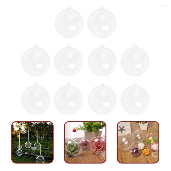 Figuras decorativas Bolas de Natal preenchidas ornamentos de plástico transparentes artesanato de bricolage esferas penduradas