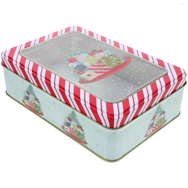 Aufbewahrung Flaschen Easy Clean Christmas Biscuit Container Box Kleidung für Geschenke Cookie -Dose mit Deckel Blechplatten Tins Deckel Süße Goodie