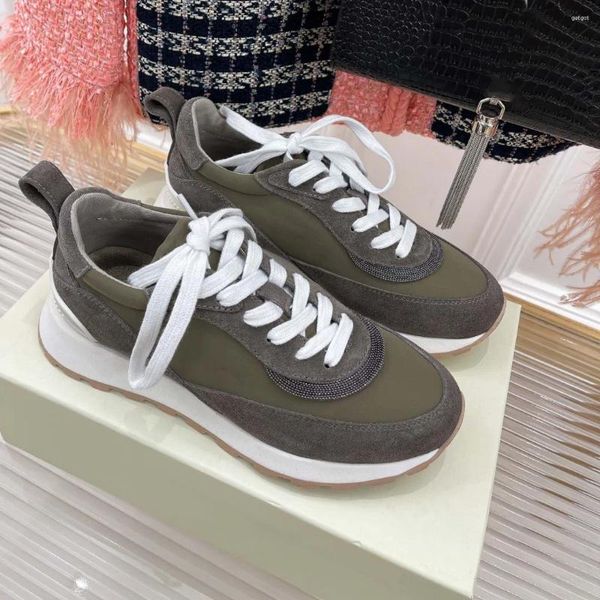 Lässige Schuhe Flats Frauen Plattform Sneaker Schnüren dicker Einzelmarke Läufer Air Mesh Patchwork