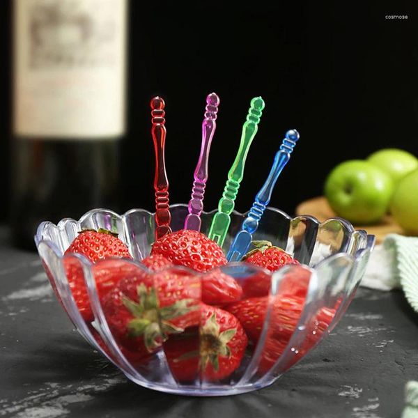 Gabeln 80pcs mini Farbe transparent Einweg für Party BBQ Sticks Picks Spieße Set Home Dining Plastikkuchen Fruchtgabel