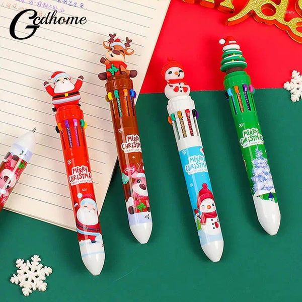 Festa Favor Favor de Natal 6/10 Color Pen do tipo Press Pression Papai Noel pressiona o papel de papelaria escolar de 0,5 mm