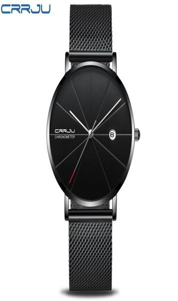 Crrju Mens Watches Top Brand Luxury Black Quartz Men Watch Drop Mesh rap Casual Sport Male Relogio Masculino4915461