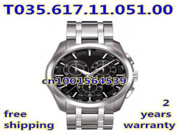 WHOLENEW Sapphire Glass Eta Quartz Movement Men039s Sports Black Dial Cronograph Watch T0356171105100 T035 Original3748072