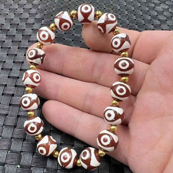 Strand Red Agate Tiger Dente Tibet perle palline da 10 mm Bracciale per tallone