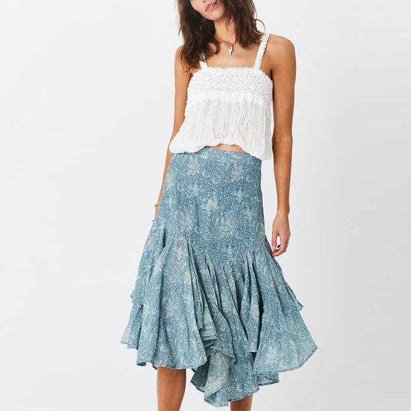 New Design Lady Print Skirt Skirt assimétrica Mulheres casuais