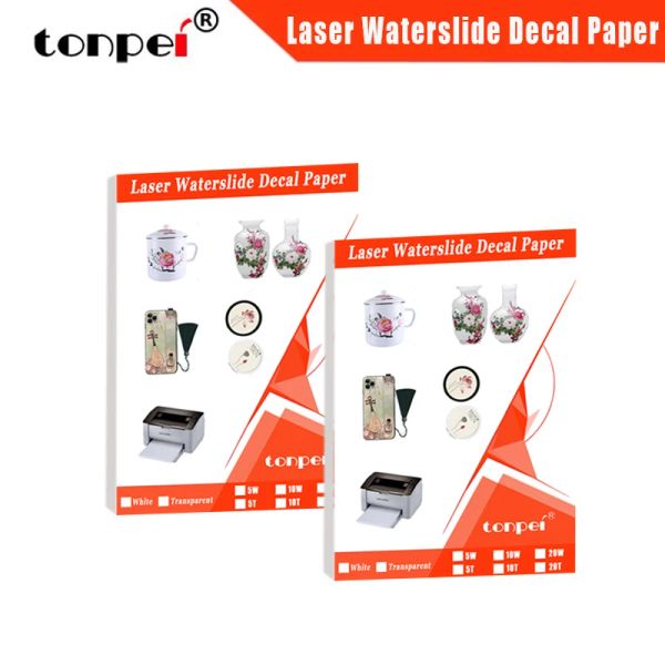 Papier A4 Laserwasserrutsche Aufkleber Papier Wassergleiten Wasserbasierte Übertragungspapier für Becher transparent oder weiß nicht benötigt Beschichtung Ölspray