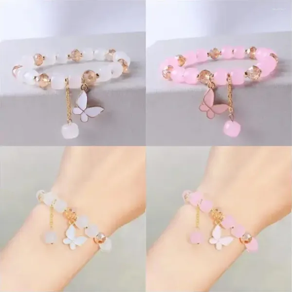 Charme Armbänder Bunte Keramikkristallperlen handgefertigte Schmetterling Stretch für Kinder Mädchen Freundschaft Schmuck Geschenke i3f4
