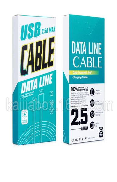 Logotipo de impressão inteira Caixa de embalagem de papel Ratail para o cabo de dados do carregador USB ajuste 115 metros de comprimento para iOS Android1682146