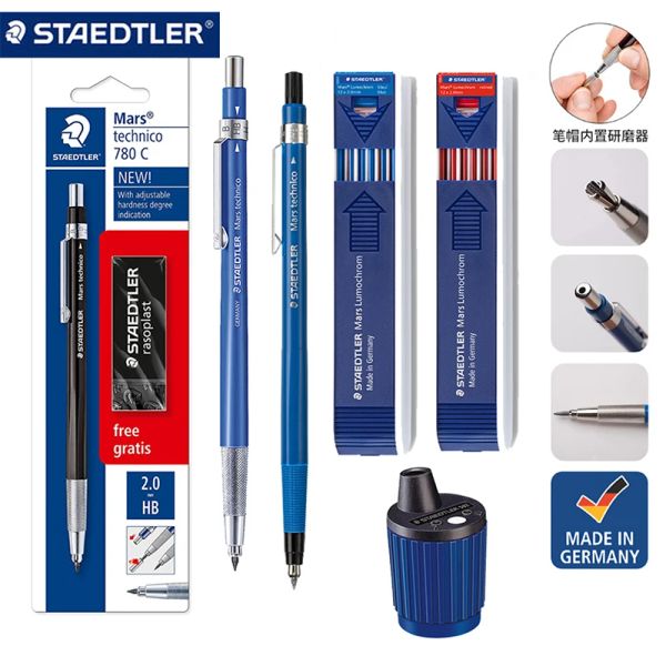 Kalemler Staedtler Mekanik Kalem 780C/788C Anime Mühendislik Çizim Tasarım Manga 2.0mm Premium Çizim Kalem Kırtasiye Malzemeleri