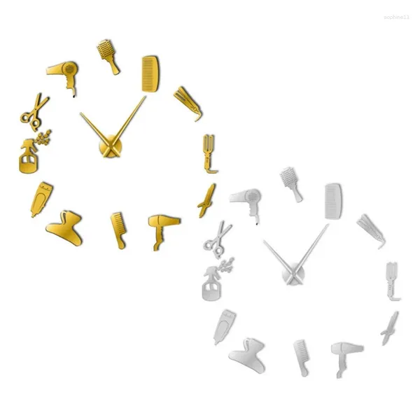 Relógios de parede para o relógio criativo do padrão de ferramenta de barbeiro diy