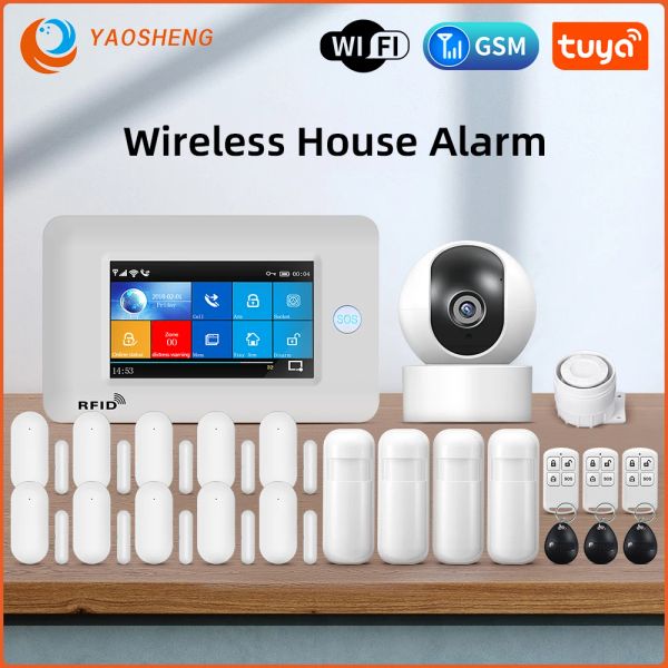 KITS TUYA WiFi GSM Wireless Burglar Home Security Sistema di allarme Smart Life con IP Carema compatibile con Alexa e Google