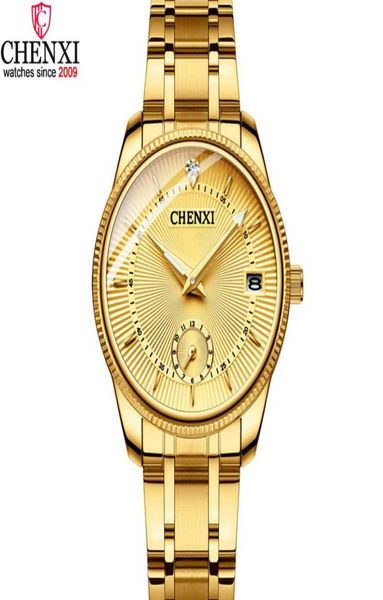 Chenxi Luxus Golden Lady Watch Top Brand Minimalismus Kalender wasserdichte Quarz Frauen039s Uhren Business Kleideruhr 069IPG 2104457094