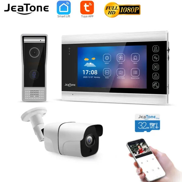 Intercom Jeatone Smart Home Video Intercom Porta del telefono per Street 1080p Sistema fotocamera+ telecamera con talk remoti, sblocco, rilevamento del movimento