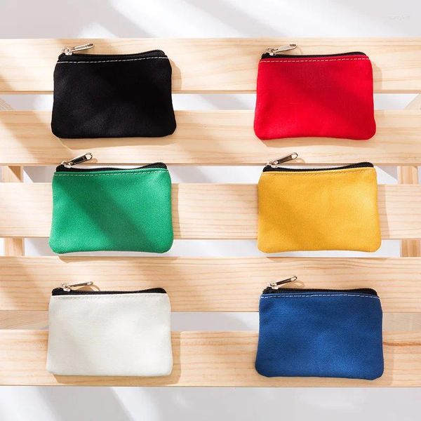 Bolsas de cosméticos de cor pura coloração pequena bolsa de zíper de lona de algodão para bolsa de maquiagem