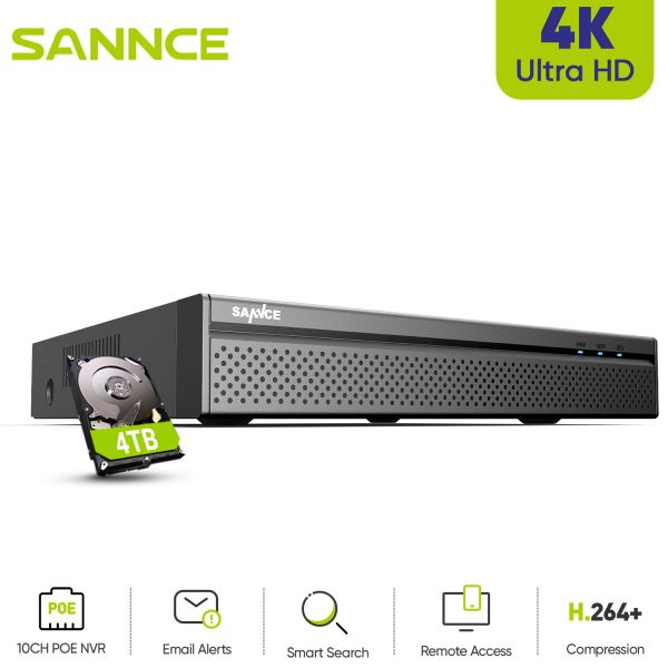 Регистратор Sannce 8CH NVR 265+ Video Security Seveliklance Network Video Recorder 8CH 4K NVR для 5MP 2MP POE IP -камеры CCTV System Onvif
