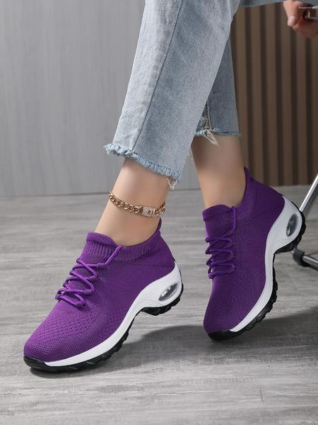 Lässige Schuhe laufen Sneaker Frauen Air Kissen Outdoor Fitnessstudio Jogging Tennis Trainer Fashion Sport Schnürung Keilsportarten