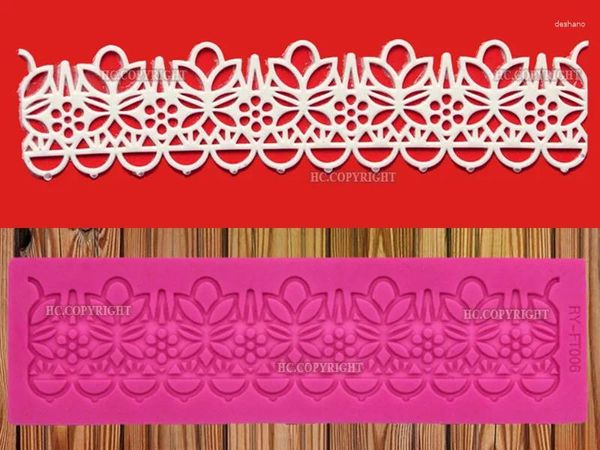 Moldes de cozimento Silicone estilo clássico de flor de renda de molde Bolo de tapete fondant Ferramentas em relevo Decoração de acabamentos de artesanato de açúcar