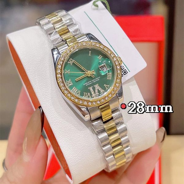 Fashion Lady Lady Watch Top Brand Designer Womens Womens Womens Relvadores de pulso à prova d'água de 28mm para mulheres Presente de Diamante de Birthday Diamond Watch