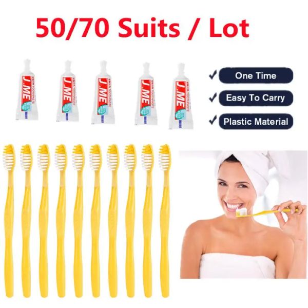 Teste 50/70 Set di spazzolino da denti+kit di dentifricio orale per lavaggio per lavaggio per viaggi per la cura del campeggio per la cura del campeggio