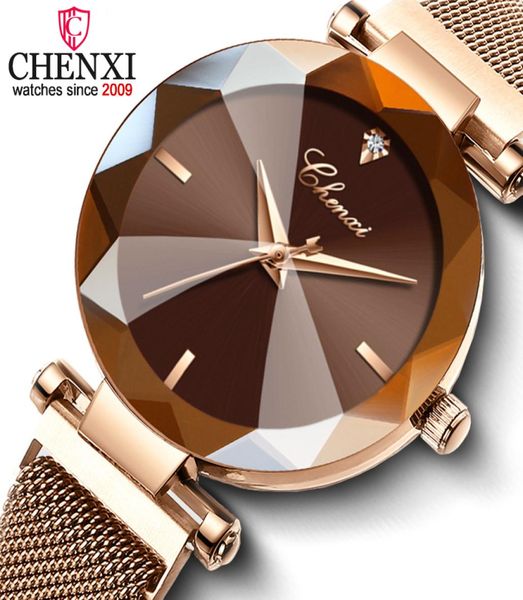 Chenxi Fashion 4 Colors Gem Cut Geometry Crystal Luxury Ladies Quartz Watches Women039s Платье Смотреть женщины часы Zegarek Damski3142081