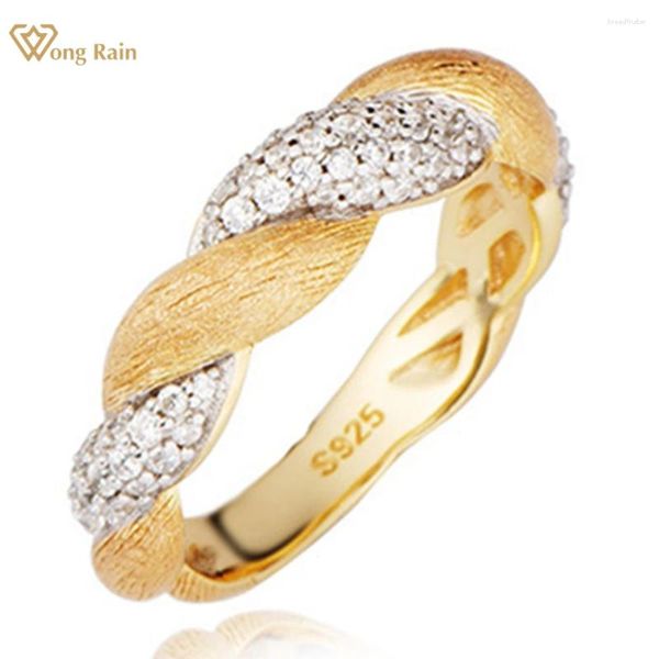 Кластерные кольца Wong Rain Vintage 18k золота, покрытая 925 стерлинговым серебряным лаборатором сапфирового кольца для женщин для женщин