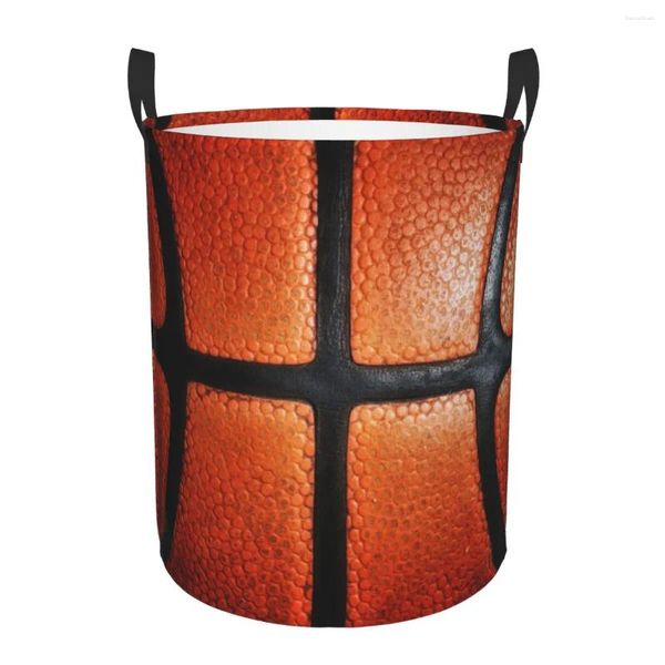 Bolsas de lavanderia Basketball Leather Art Cesto Roupas dobráveis Lixeira de armazenamento de brinquedos para infantil