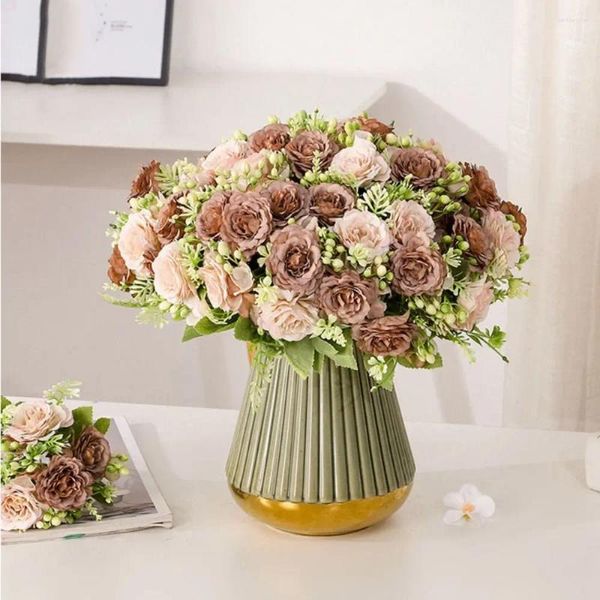 Flores decorativas de flores simuladas clássica peônia hidrania buquê de natal casado casa decoração de sala de estar