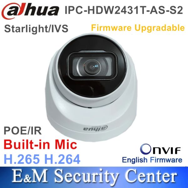 Web Kameraları Orijinal Dahua İngilizce Starlight IPCHDW2431TASS2 İPCHDW4433CA 4MP IP POE CCTV IVS WDR IR Eyeball Network Kamera